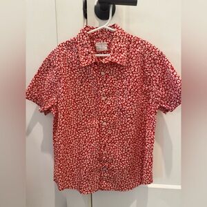 Crewcuts Red and White Floral Short-Sleeve Button-Down Shirt